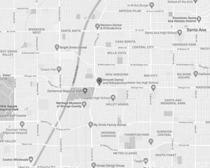 map location of dentist in santa ana ca